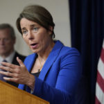 
              Massachusetts Attorney General Maura Healey, right, faces reporters as Mass. Gov. Charlie Baker, left, looks on during a news conference, in Boston, Thursday, July 8, 2021. In an agreement disclosed late Wednesday, July 7, in a filing in U.S. Bankruptcy Court, in White Plains, N.Y., more than a dozen states have dropped their objections to OxyContin maker Purdue Pharma's reorganization plan, edging the company closer to resolving its bankruptcy case. The new settlement terms call for Purdue to make tens of millions of internal documents public, a step several attorneys general, including Healey, had demanded as a way to hold the company accountable. (AP Photo/Steven Senne)
            