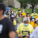 
              A group of people make a stop at Good Hope Church in Round Rock, Texas, Wednesday, July 28, 2021 during a march from Georgetown, Texas to the Texas State Capitol in downtown Austin. Church leaders and former Democratic congressman Beto O'Rourke are leading the nearly 30-mile voting rights march in Texas. The walk began with nearly 100 participants in suburban Austin and will is scheduled to end this weekend at the state Capitol. The march is the latest effort by Democrats to keep up the pressure over voting rights at a time when the prospects of action from Congress is fading. (Ricardo B. Brazziell/Austin American-Statesman via AP)
            