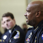
              U.S. Capitol Police Sgt. Harry Dunn testifies during the House select committee hearing on the Jan. 6 attack on Capitol Hill in Washington, Tuesday, July 27, 2021. (Jim Lo Scalzo/Pool via AP)
            