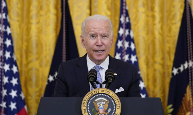 President Joe Biden announces from the East Room of the White House in Washington, Thursday, July 2...