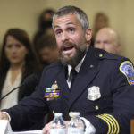
              Washington Metropolitan Police Department officer Michael Fanone testifies during the House select committee hearing on the Jan. 6 attack on Capitol Hill in Washington, Tuesday, July 27, 2021. (Jim Lo Scalzo/Pool via AP)
            