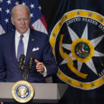 
              President Joe Biden speaks during a visit to the Office of the Director of National Intelligence in McLean, Va., Tuesday, July 27, 2021. This is Biden's first visit to an agency of the U.S. intelligence community. (AP Photo/Susan Walsh)
            