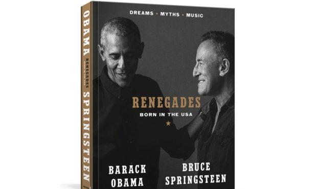 This image provided by Crown shows the cover of "Renegades: Born in the USA" by former President Ba...