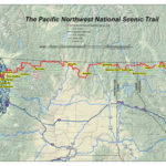Map showing the route of the Pacific Northwest National Scenic Trail from the Continental Divide to the Pacific Ocean. (Courtesy Pacific Northwest Trail Association)