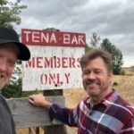 D.B. Cooper historian Eric Ulis, right, and the sign identifying the privately owned Tena Bar near Vancouver, Washington. (Courtesy Eric Ulis)