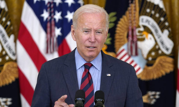 President Joe Biden speaks about the coronavirus pandemic in the East Room of the White House in Wa...