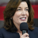 
              FILE - Lieutenant Governor of New York Kathy Hochul speaks at a ribbon cutting ceremony in the Bronx borough of New York, Tuesday, May 4, 2021. Gov. Andrew Cuomo faces possible impeachment following findings from an independent investigation overseen by state Attorney General Letitia James. If the governor resigns or is impeached, Hochul stands poised to become New York's first female governor in a state whose last three male governors have been marred by scandal. (AP Photo/Seth Wenig, File)
            