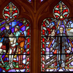 
              FILE - This Wednesday, Sept. 6, 2017 file photo shows stained glass windows depicting two Confederate generals at the Washington National Cathedral. Washington National Cathedral has chosen contemporary artist Kerry James Marshall, renowned for his wide-ranging works depicting African-American life, to design new stained-glass windows with themes of racial justice to replace windows with Confederate imagery that were removed from the landmark sanctuary in 2017. (AP Photo/Carolyn Kaster)
            