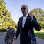 
              President Joe Biden speaks to members of the media as he arrives at the White House in Washington, Sunday, Sept. 26, 2021, after returning from a weekend at Camp David. (AP Photo/Andrew Harnik)
            