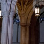 
              Two windows where former confederate-themed stained glass were taken down in 2017 are boarded up at the National Cathedral in Washington, Thursday, Sept. 23, 2021. The Cathedral has commissioned artists Kerry James Marshall to design a replacement and Pulitzer-nominated poet Dr. Elizabeth Alexander to pen a poem that will be inscribed in the stone beneath the new windows. (AP Photo/Andrew Harnik)
            