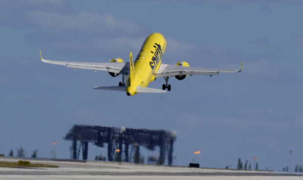 FILE - In this Jan. 19, 2021 file photo, a Spirit Airlines Airbus A320 takes off from Fort Lauderda...