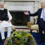 
              President Joe Biden meets with Indian Prime Minister Narendra Modi in the Oval Office of the White House, Friday, Sept. 24, 2021, in Washington. (AP Photo/Evan Vucci)
            