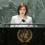 
              Moldova's President Maia Sandu addresses the General Debate during the 76th session of the United Nations General Assembly, Wednesday, Sept. 22, 2021, at UN headquarters. (Justin Lane/Pool Photo via AP)
            