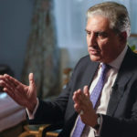 
              Pakistan's Foreign Minister Shah Mehmood Qureshi speaks during an interview with The Associated Press, Wednesday, Sept. 22, 2021, in New York. (AP Photo/Mary Altaffer)
            