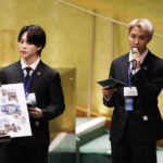 
              ADDS IDS - Members of South Korean K-pop band BTS, Jimin, left, and J-Hope speak at the United Nations meeting on Sustainable Development Goals during the 76th session of the U.N. General Assembly at U.N. headquarters on Monday, Sept. 20, 2021. (John Angelillo/Pool Photo via AP)
            