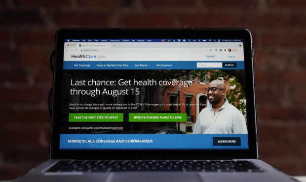 The HealthCare.gov website is photographed in Washington, Friday, Aug. 13, 2021. President Joe Bide...