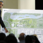 
              FILE - In this May 3, 2017, file photo, former President Barack Obama speaks at a community event on the Presidential Center at the South Shore Cultural Center in Chicago. Former President Barack Obama's presidential center will move another step closer to its brick-and-mortar future when ground is broken next week after years of reviews, other delays and local opposition. (AP Photo/Nam Y. Huh, File)
            