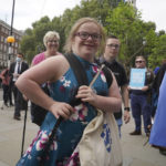 
              Campaigner Heidi Crowter arrives at the High Court in London, Thursday, Sept. 23, 2021. A woman with Down’s syndrome has lost a court challenge against the British government over a law allowing the abortion up until birth of a foetus with the condition. Heidi Crowter, 26, and two others argued that part of the Abortion Act is discriminatory. Abortions in England, Wales and Scotland are allowed up till 24 weeks of pregnancy, but terminations can be allowed up until birth if there is “a substantial risk" that if the child were born it would suffer from serious abnormalities.  (Gareth Fuller/PA via AP)
            
