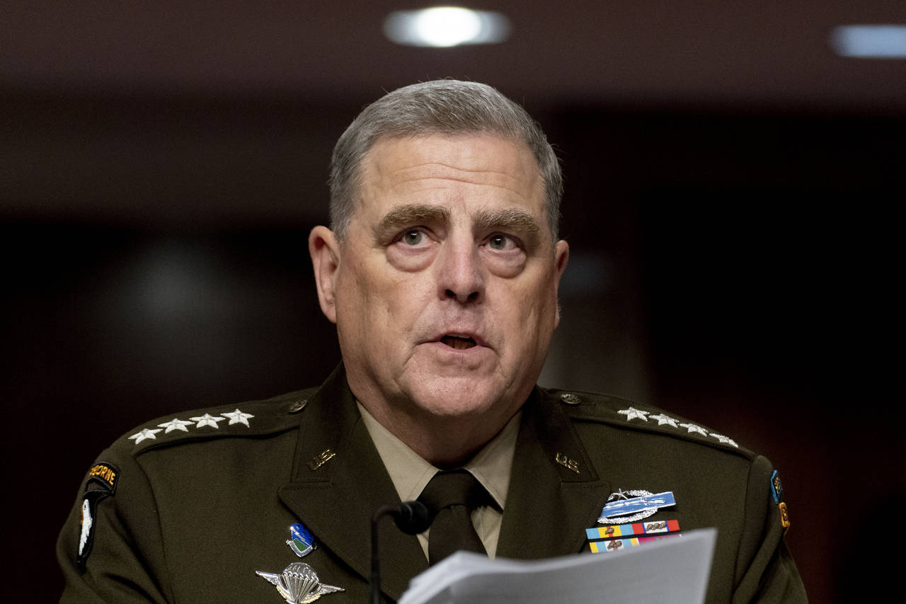FILE - In this June 10, 2021, file photo Chairman of the Joint Chiefs of Staff Gen. Mark Milley spe...