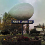 The giant Winlock Egg in the Lewis County community of Winlock as it appeared during Thursday's rain. (Courtesy Bruce Daily)