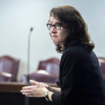 
              Prosecutor Linda Dunikoski comments on a motion before the judge during jury selection for the trial of Greg and Travis McMichael and a neighbor, William "Roddie" Bryan, at the Glynn County Courthouse, Monday, Oct. 25, 2021, in Brunswick, Ga. The three are charged with the February 2021 slaying of 25-year-old Ahmaud Arbery. (AP Photo/Stephen B. Morton, Pool)
            