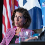 
              In this Tuesday, Sept. 28, 2021, photo Commerce Secretary Gina Raimondo speaks during a conversation with chairman David Rubenstein at The Economic Club of Washington. As President Joe Biden's de facto tech minister, Raimondo is tasked with ensuring the United States will be the world leader in computer chips. But there is a global shortage, creating a drag on growth and fueling inflation on the cusp of the 2022 elections. Raimondo is working to increase production of chips as well as solar panels and batteries to help the United States thrive. (AP Photo/Alex Brandon)
            