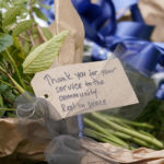 
              A note is seen by a floral tribute near the site where a member of Parliament was killed on Friday, in Leigh-on-Sea, Essex, England, Saturday, Oct. 16, 2021. David Amess, a long-serving member of Parliament was stabbed to death during a meeting with constituents at a church in Leigh-on-Sea on Friday, in what police said was a terrorist incident. A 25-year-old British man is in custody. (AP Photo/Alberto Pezzali)
            