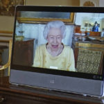 
              Queen Elizabeth II appears on a screen via videolink from Windsor Castle, where she is in residence, during a virtual audience at Buckingham Palace, London, Tuesday, Oct. 26, 2021. (Victoria Jones/Pool via AP)
            