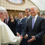 
              FILE - In this April 29, 2016, file photo, Pope Francis shakes hands with Vice President Joe Biden as he takes part at a congress on the progress of regenerative medicine and its cultural impact, being held in the Pope Paul VI hall at the Vatican. Biden is scheduled to meet with Pope Francis this coming Friday at the Vatican. (Pablo Martinez Monsivais/L'Osservatore Romano/Pool photo via AP)
            