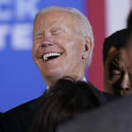 
              President Joe Biden laughs as he greets people after speaking about his infrastructure plan and his domestic agenda during a visit to the Electric City Trolley Museum in Scranton, Pa., Wednesday, Oct. 20, 2021. (AP Photo/Susan Walsh)
            