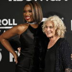 
              Jennifer Hudson and Carole King pose for photos in the press room during the Rock and Roll Hall of Fame Induction ceremony, Saturday, Oct. 30, 2021, in Cleveland. (AP Photo/Ron Schwane)
            