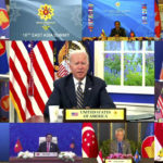 
              In this image released by Brunei ASEAN Summit, United States President Joe Biden speaks in the virtual meetingof ASEAN - East Asia Summit on the sidelines of the Association of Southeast Asian Nations (ASEAN) summit with the leaders, Wednesday, Oct. 27, 2021. Southeast Asian leaders began their annual summit without Myanmar on Tuesday amid a diplomatic standoff over the exclusion of the leader of the military-ruled nation from the group's meetings. (Brunei ASEAN Summit via AP)
            