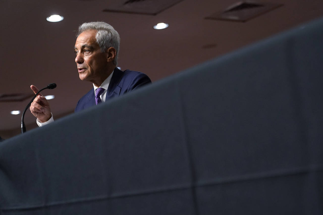 U.S. Ambassador to Japan nominee Rahm Emanuel speaks during a hearing to examine his nomination bef...