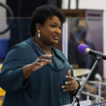 
              Stacey Abrams, voting rights activist, speaks during a church service in Norfolk, Va., Sunday, Oct. 17, 2021. Abrams was in town to encourage voters to vote for Democratic gubernatorial candidate Terry McAuliffe in the November election. (AP Photo/Steve Helber)
            