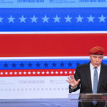 
              Republican candidate for New York City mayor, Curtis Sliwa, speaks during a debate with Eric Adams, Brooklyn borough president and Democratic mayoral candidate, at the ABC-7 studios in New York, Tuesday, Oct. 26, 2021. (Eduardo Munoz/Pool Photo via AP)
            