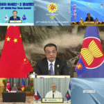 
              In this image released by Brunei ASEAN Summit, Chinese Premier Li Keqiang speaks in a virtual meeting of the ASEAN-Plus Three Summit on the sidelines of the Association of Southeast Asian Nations (ASEAN) summit, Wednesday, Oct. 27, 2021. Southeast Asian leaders began their annual summit without Myanmar on Tuesday amid a diplomatic standoff over the exclusion of the leader of the military-ruled nation from the group's meetings. An empty box of Myanmar is seen at bottom second from right. (Brunei ASEAN Summit via AP)
            