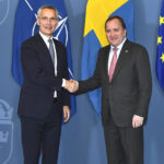 
              NATO Secretary General Jens Stoltenberg meets with Swedish prime minister Stefan Lofven in Stockholm, Sweden, Tuesday, Oct. 26, 2021. (Claudio Bresciani/TT via AP)
            