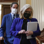 
              Rep. Liz Cheney, R-Wyo., and Rep. Jamie Raskin, D-Md., arrive as the House select committee tasked with investigating the Jan. 6 attack on the U.S. Capitol meets to hold Steve Bannon, one of former President Donald Trump's allies in contempt, on Capitol Hill in Washington, Tuesday, Oct. 19, 2021. (AP Photo/J. Scott Applewhite)
            