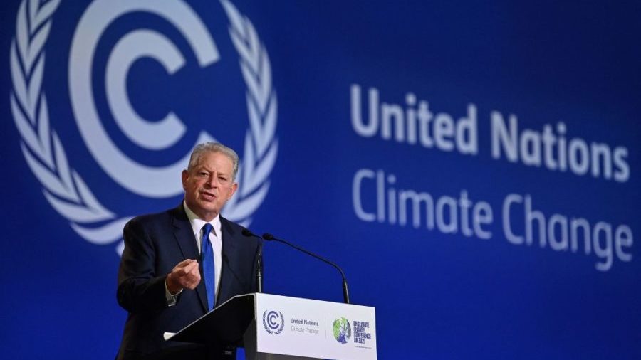 Former US vice president and climate campaigner Al Gore delivers a speech at the COP26 UN Climate S...