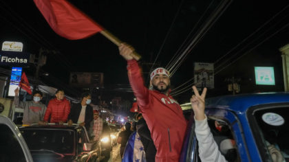 Free Party presidential candidate Xiomara Castro supporters celebrate after general elections, in T...