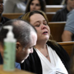 
              Kyle Rittenhouse's mother, Wendy Rittenhouse, reacts as her son is found not guilty on all counts at the Kenosha County Courthouse in Kenosha, Wis., on Friday, Nov. 19, 2021. The jury came back with its verdict afer close to 3 1/2 days of deliberation.  (Sean Krajacic/The Kenosha News via AP, Pool)
            