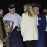 
              President Joe Biden and first lady Jill Biden are greeted before boarding Air Force one at Andrews Air Force Base, Md., Tuesday, Nov. 23, 2021, en route to Nantucket, Mass. (AP Photo/Carolyn Kaster)
            