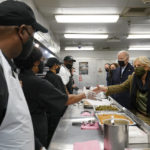 
              President Joe Biden, first lady Jill Biden, Vice President Kamala Harris, and second gentleman Doug Emhoff, arrive to assemble Thanksgiving meal kits during a visit to DC Central Kitchen in Washington, Tuesday, Nov. 23, 2021. (AP Photo/Susan Walsh)
            