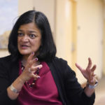
              Rep. Pramila Jayapal, D-Wash., speaks during an interview Friday, Nov. 12, 2021, in Seattle. Jayapal's career has rapidly ascended into the top tiers of U.S. politics, bringing with her the progressive street cred she amassed in Seattle and a political sensibility she has decisively wielded in D.C. (AP Photo/Elaine Thompson)
            
