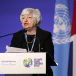 
              U.S. Treasure Secretary Janet Yellen makes a speech at the COP26 U.N. Climate Summit in Glasgow, Scotland, Wednesday, Nov. 3, 2021. (AP Photo/Alberto Pezzali)
            