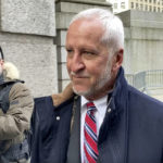 
              Lawrence Paul Visoski Jr., the former pilot for disgraced financier Jeffrey Epstein, enters a federal courthouse to testify in the sex trafficking trial of British socialite Ghislaine Maxwell in New York City on Tuesday, Nov. 30, 2021. (AP Photo/Ted Shaffrey)
            