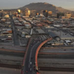 
              FILE - Cars line up at the Paso del Norte international bridge in Ciudad Juarez, Mexico, below, on the border with El Paso, Texas, top, Nov. 8, 2021. Two men who forged deep bonds of friendship while serving in the U.S. Army in Afghanistan would be arrested in 2018 for a scheme to steal weapons and explosives from an armory at Fort Bragg, North Carolina, and sell them. An Associated Press investigation into lost and stolen military weapons has shown that insider thefts remain a serious concern. (AP Photo/Christian Chavez, File)
            