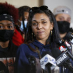 
              Tamala Payne, mother of Casey Goodson Jr., answers questions during a news conference Thursday, Dec. 2, 2021, in Columbus, Ohio about the indictment of a former deputy who shot and killed her son.  Jason Mead, the Ohio sheriff's deputy who fatally shot Casey Goodson Jr. in the back five times has been charged with murder and reckless homicide. (AP Photo/Jay LaPrete)
            