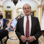 
              Sen. Richard Shelby, R-Ala., top Republican on the Senate Appropriations Committee, stops to answers reporters at the Capitol in Washington, Wednesday, Dec. 1, 2021. (AP Photo/J. Scott Applewhite)
            