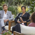 
              FILE - This image provided by Harpo Productions shows Prince Harry, from left, and Meghan, Duchess of Sussex, during an interview with Oprah Winfrey. (Joe Pugliese/Harpo Productions via AP, File)
            